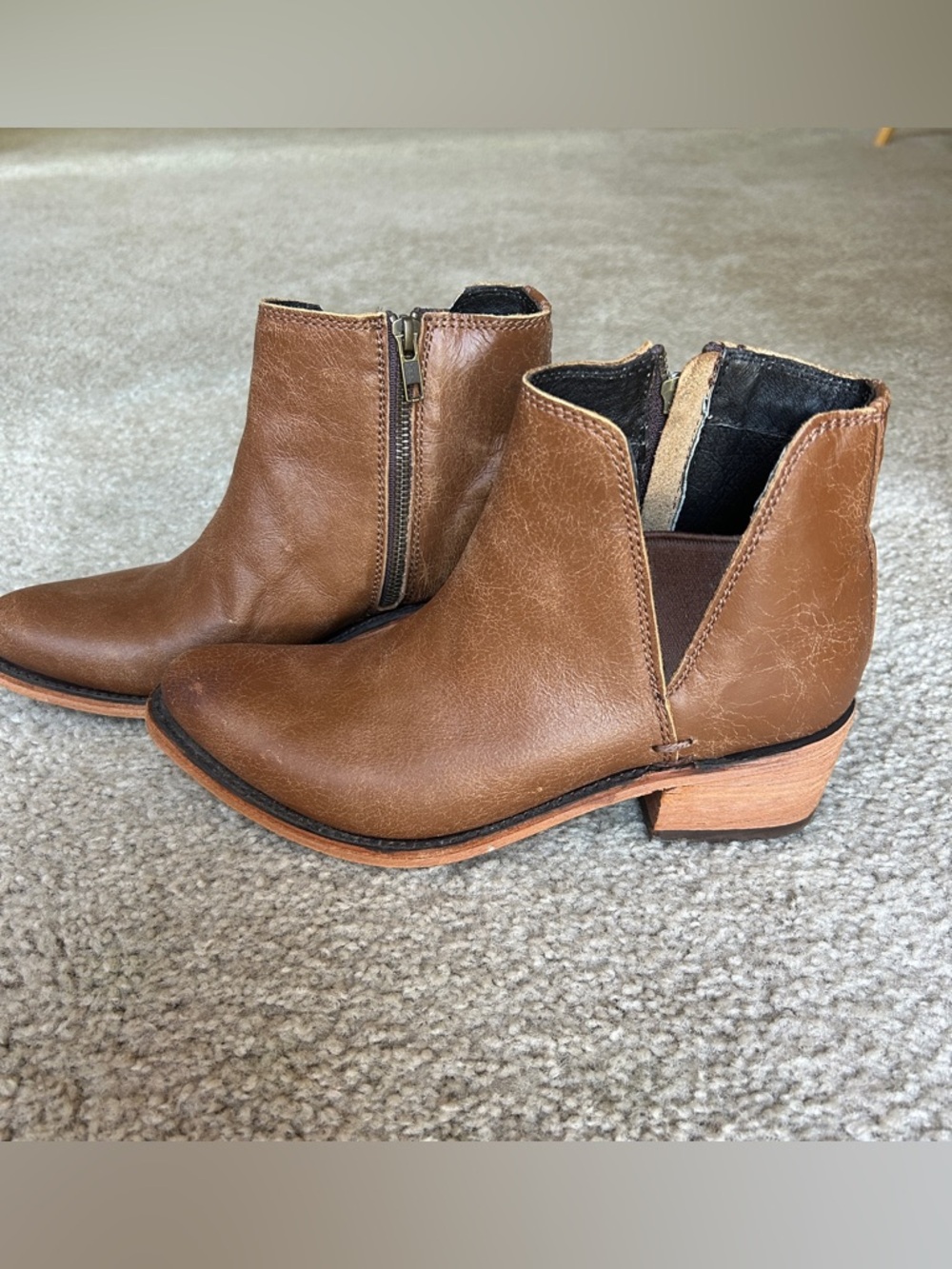 Liberty Black Callie Distressed Brown Leather Ankle Booties, Women’s Size 8